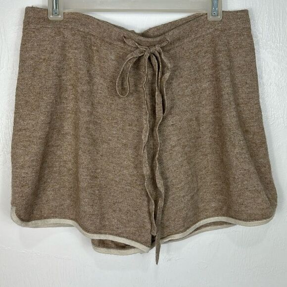 MOTF Cashmere Blend Knitted Drawstring Closure Contrast Trim Shorts Size M - Picture 1 of 7